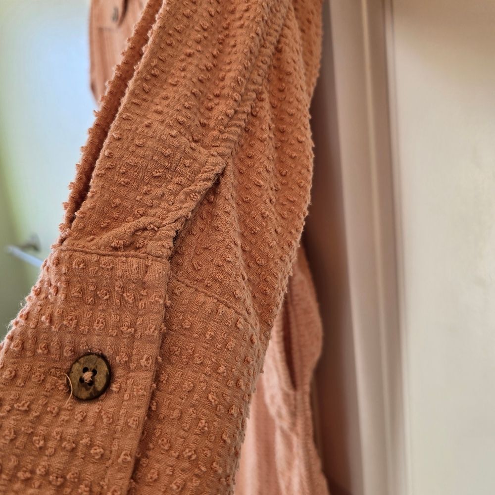 NWT Free People Textured Shacket Boho Mauve Duster Oversized Button Dwn Dress Xs - Picture 5 of 12